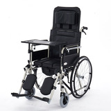 泰康钢管高靠背带坐便器半躺轮椅4624-2